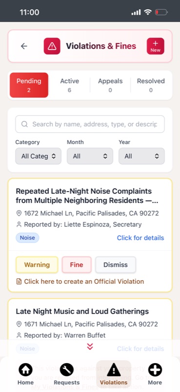 Violations List